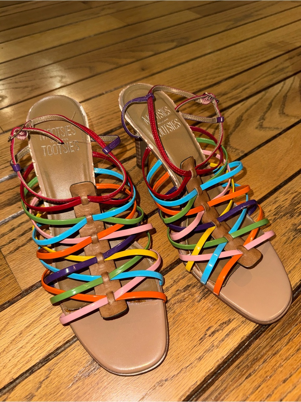 Mootsies Tootsies Lanza rainbow strappy heels - Picture 3 of 10